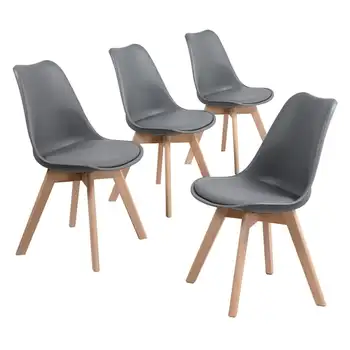 Трапезни столове със средна тапицерия, комплект от 4-те години, сив