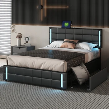 Черна мека легло-платформа размер 