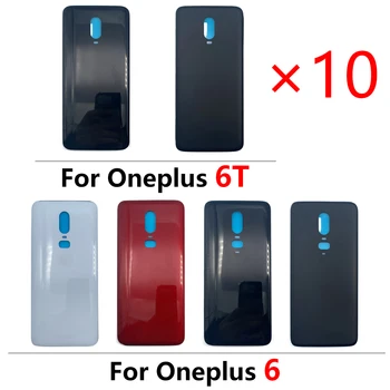 10 Бр. За OnePlus 6 6T Задната част Батерия Стъклена делото Панел Заден Корпус За OnePlus 1 + 6 6T Замяна Задната част на кутията С лепило