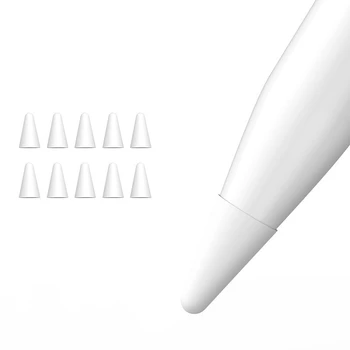 10 бр. Силиконов сменяеми върха, Защитен калъф за Apple Молив, 1-ва и 2-ра, джоб за стилус със сензорен екран, Бял