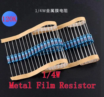 (100 бр.) 120 До Om 1/4 W Метален филмът резистор 120 До Om 0,25 W 1% ROHS