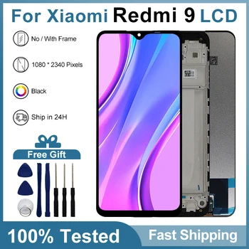 100% Тест LCD дисплей За Xiaomi Redmi 9 Дисплей LCD-дисплей със Сензорен екран Дигитайзер За Redmi 9 Екран M2003J15SC M2003J15SG LCD дисплей за Подмяна на Части