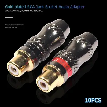 10шт Конектори RCA Позлатен Аудио Видео адаптер Паяльный конектор