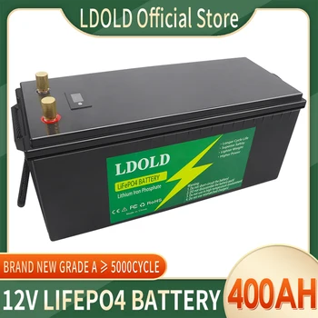 12V 400Ah LiFePO4, Литиево-желязо-фосфатный батерия Вграден BMS 5000 + Цикли За нощуване на открито от Количка за Голф Слънчевия Свод + Зарядно устройство