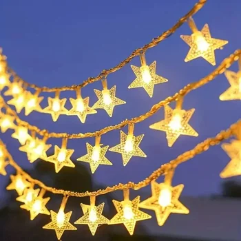 20 LED 3M Star Light String Искрящи Гирлянди AA Захранва От Батерии Коледна Лампа Празнична Коледно Парти Сватбени Декоративни Приказни Светлини