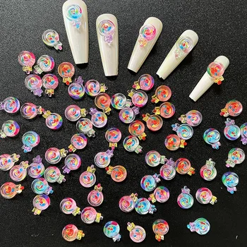20 броя 3D прекрасни декорации за дизайн на ноктите от смола под формата на бонбони, Мультидизайн, Кавайные окачване за бонбони, с Преливащи се цветове от бонбони, Аксесоари за маникюр