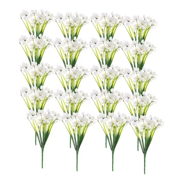20 Греди Копринени цветя, Хортензия, главата на стайни растения, не выцветающих, Изкуствена зеленина (бяла)