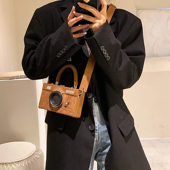 2023, Женствена чанта през рамо, Персонални модерен Клатч под формата на камери, Дамски Ежедневни замшевая мини чанта през рамо, Малка в чантата си