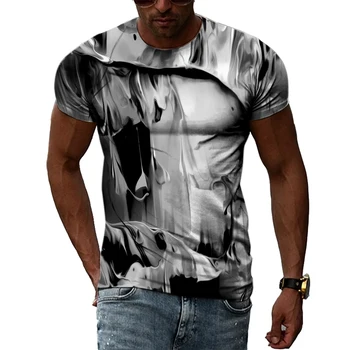 2023 Нова мъжка тениска с 3D графити в стил хип-хоп Harajuku, лятна мода, Случайни улични тенденция, индивидуалност топ с къс ръкав