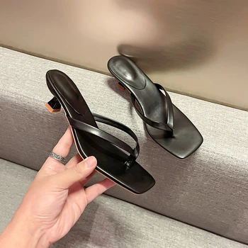 2023 Нови дамски летни сандали на тънките токчета, Модерни Елегантни и удобни обикновен дамски сандали на среден ток с отворени пръсти