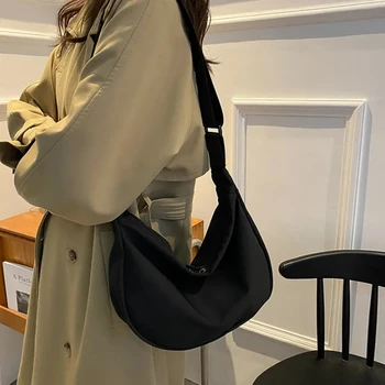 2023, Нови дамски чанти през рамо с форма на Полумесец, прост дизайн, дамски чанти-месинджър чанта през рамо с голям капацитет