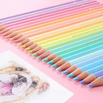 24/50/72 Macaron цвят Color System Определени грифелей маслен цвят за студентска художествена рисуване, оцветяване, дизайн, чертежи, Професионална дървена четка