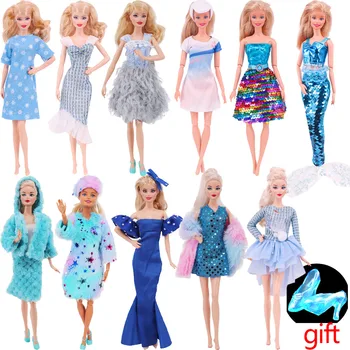 25 Стилна Синя рокля за Барби Рокля + Обувки, Модерни Ежедневни Тоалети за 11-инчов кукли Барби, Аксесоари за облекло, подаръци 1/6 BJD Blythe