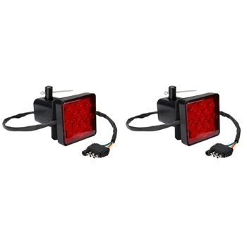 2X Червен LED 15 2-инчов ремарке за прицепного устройства, Покриване на приемника за теглене, Стоп-сигнал с щифт 12V