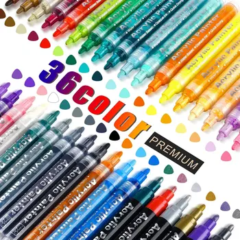 36 Цвята Художествени маркери, акрилни писалка с връх 2 мм, нетоксични акрилни химикалки, водоустойчиви маркери за графити, за рисуване на дръжки, стоки за бродерия