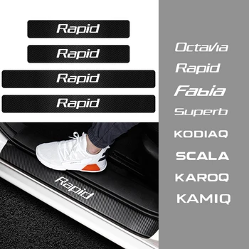4 Бр. Покровител е на Прага на Колата е От Въглеродни Влакна Против Надраскване Етикети за Skoda Kamiq Octavia, Superb Kodiaq Rapid Fabia Scala Karop