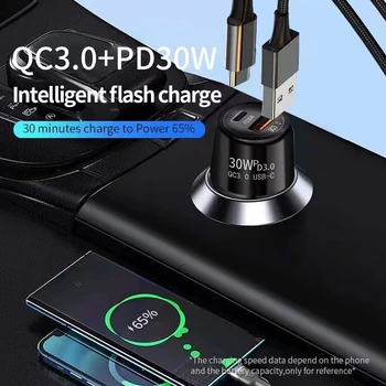 48 Вата зарядно за Кола за телефон USB A Зарядно устройство за мобилен телефон QC3.0 PD Type C Адаптер Бързо зареждане за iPhone Samsung за Huawei, Xiaomi