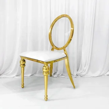 50 бр. Луксозни златните сватбени столове от плат от неръждаема стомана за вечери