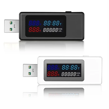 6 В 1 USB тестер DC4-30V IPS дисплей Цифров Измерител на напрежение, мощност, синхронизация, капацитет, детектор на ток, напрежение,