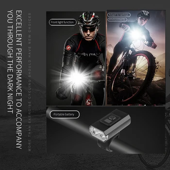 800ЛМ Led велосипеден фенер IPX4 1000 ма, Велосипеди предни фенерче Type-C, зареждане чрез USB, Дигитален дисплей захранване за осветление нощно каране