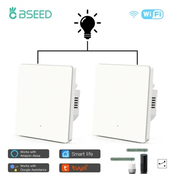 BSEED 2 опаковки Wifi Ключ 1 група Мультиуправляемые Умни Стенни ключове за осветление Автоматично скача на Hristo Smart Switch 2 разпоредбите на Алекса
