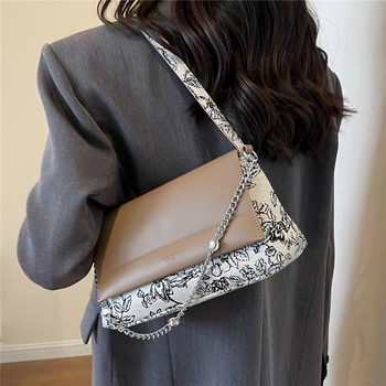 Burminsa Бродирани Холщовые Кожени чанти през рамото си под Мишниците На жените 2023 Тенденция Дизайнерски чанти през рамо Тъканни Дамски чанти
