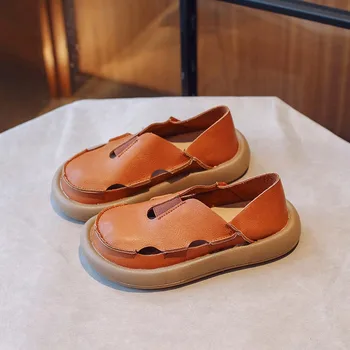 CAPSELLA/Детска Пролетно-лятна Ежедневни обувки с дишаща изрези за момичета, Детски Обувки на равна подметка, без закопчалка За момчета, Размер 26-36