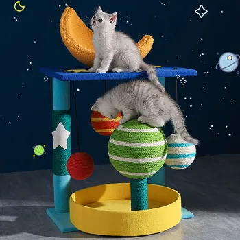 Creative Planet Cat Climb, Малко котешки дърво, Вградена когтеточка за домашни любимци от сизал, Кула скрепери за домашни любимци, Гнездо за игрални площадки
