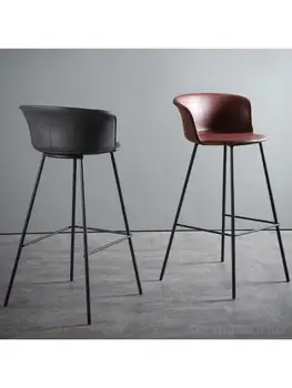 Iron бар стол лесен луксозен ретро модерен минималистичен бар стол Nordic home restaurant backrest bar stool