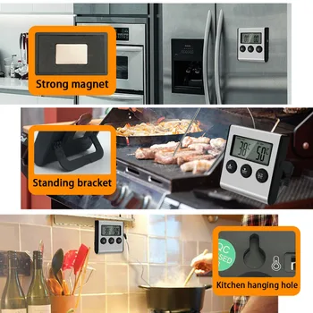 KOOJN 2 бр. електронна сонда, Хранително-вкусовата термометър, барбекю, Дигитален дисплей, Пещ за печене, Термометър от неръждаема стомана, температурата на водата