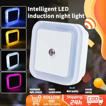 Led Smart Индукционный Сензор за Управление на Осветлението US Plug нощна светлина с ъгъл на лъча 360 ° Бяла Розова Светлина Детска Спалня, Коридор, Стълбище