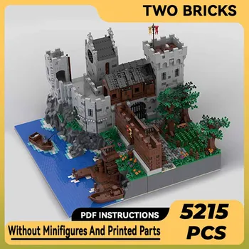 Moc Строителни блокове Модел на Крепостта Средновековния замък Технически тухли си САМ 