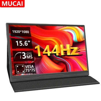 MUCAl 15,6 Инча 144 Hz Преносим Монитор FHD 1920*1080 Пътен Игри IPS Дисплей За Лаптоп, Телефон, Включете ps4/5 XboX MacBook