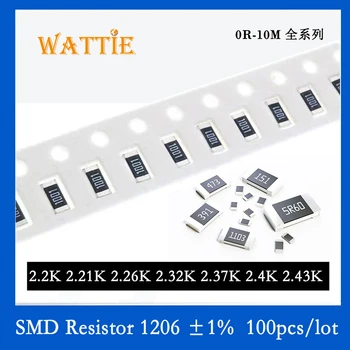 SMD резистор 1206 1% 2,2 K 2,21 K 2,26 K 2,32 K 2,37 K 2,4 K 2,43 K 100 бр./лот микросхемные резистори 1/4 W 3,2 мм * 1,6 мм