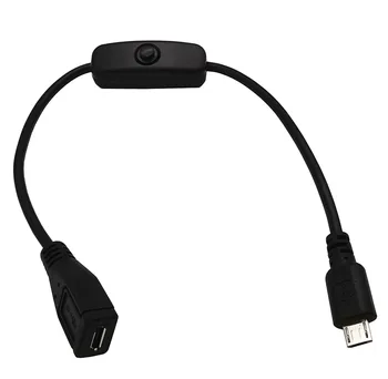 USB кабел, micro 5 ПЕНСА за свързване на мъже и жени с превключвател за включване / изключване, удължен кабел кнопочного превключвател USB 2.0 дължина 0,3 m