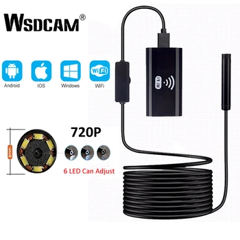 Wsdcam WIFI Ендоскопска Камера Мини Водоустойчива Мека Кабелна Инспектиращата Камера 8 mm на 1 M USB Ендоскоп Бороскоп Ендоскоп За iphone