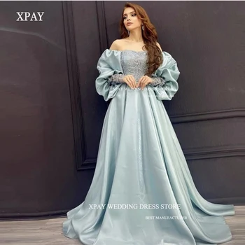 XPAY Дубай, Арабските Дамски официални рокли С отворени рамене, Кривата Рокли с дълъг ръкав, Тънки Копринени рокли за абитуриентски бал, Тържествено рокля за случая 2023