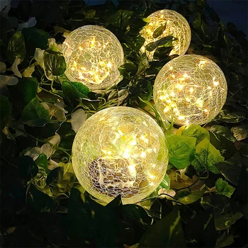 ZK30 Led Слънчев Градински лампа, Водоустойчива лампа с потрескавшимся стъклена топка, Градинска лампа за двора, Зарытая в Тревата, за тераси, градини, улично декор