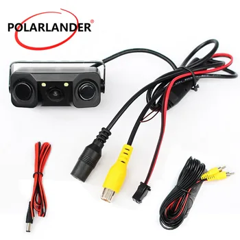 Автоматична Система за помощ при паркиране PolarLander 2 В 1 CCD LED IR за Нощно Виждане Автомобилна Камера за обратно виждане, 2 Сензора Buzzel Паркинг Радар Система
