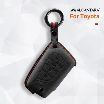 Автомобилен Ключ Smart Remote Case Калъф От Алькантары и Велур За Toyota Corolla, Camry 70 Prius C-HR Профилни Carwalaa Ключодържател