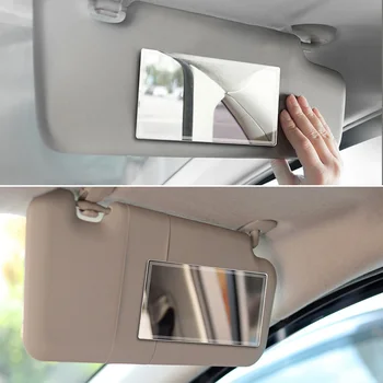 Автомобилно огледало за грим, Кола Преносим козирка от неръждаема стомана, HD-огледало, Огледало за интериора на колата, Универсален автомобилен стайлинг