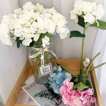 Букет от изкуствени цветя от коприна хортензия, изкуствени стъбла хортензия за украса на дома за сватба, 1 бр