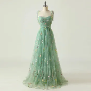 Вечерна рокля с бродерия на цветя и зелена дантела 2023, Ново Лятно Дебнещ Рокля на Принцеса Малка Мори За жени за Рожден Ден, Коктейлни рокли за бала