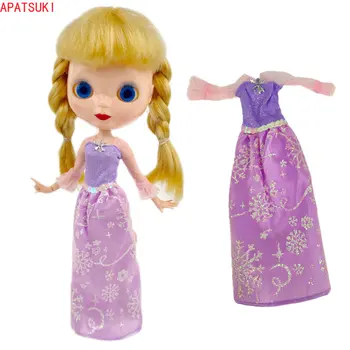 Виолетовият куклено рокля с Снежинками за кукла Blythe, Модно Принцеса рокля за кукли Licca, Аксесоари за куклата къща 1/6, Детски играчки 