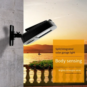 Външен слънчева светлина 118 лампи с датчик за движение, дистанционно управление IP65, водоустойчив за вътрешен двор, охрана, с монтиран на стената лампа в гаража