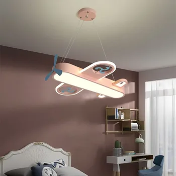 Вътрешен Led декоративна лампа Модерна детска стая в Синьо Розово окачен лампа във формата на самолет Спалня хол Трапезария