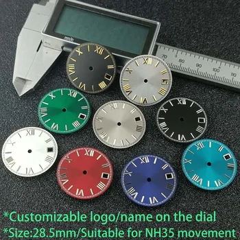 Детайли за поставяне на циферблата 28,5 мм за часовници, подходящи за NH35, автоматичен механичен механизъм за часовници, светещи аксесоари