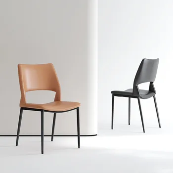 Дизайнерски столове за дневна, Релаксиращ Преносим Луксозен Модерен стол за хранене, Кожени възглавнички, мебели за хола MQ50KT