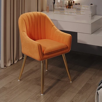 Дизайнерски трапезни столове със златни крака, удобен външен защитник, столове за грим за възрастен, Единична моден салон Fauteuil, Стоки за помещения