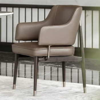Дизайнерски трапезни столове в скандинавски стил, модерен метален, ергономичен дървен стол, кожен стол Cadeiras Mesa Para De Jantar Мебели за дома